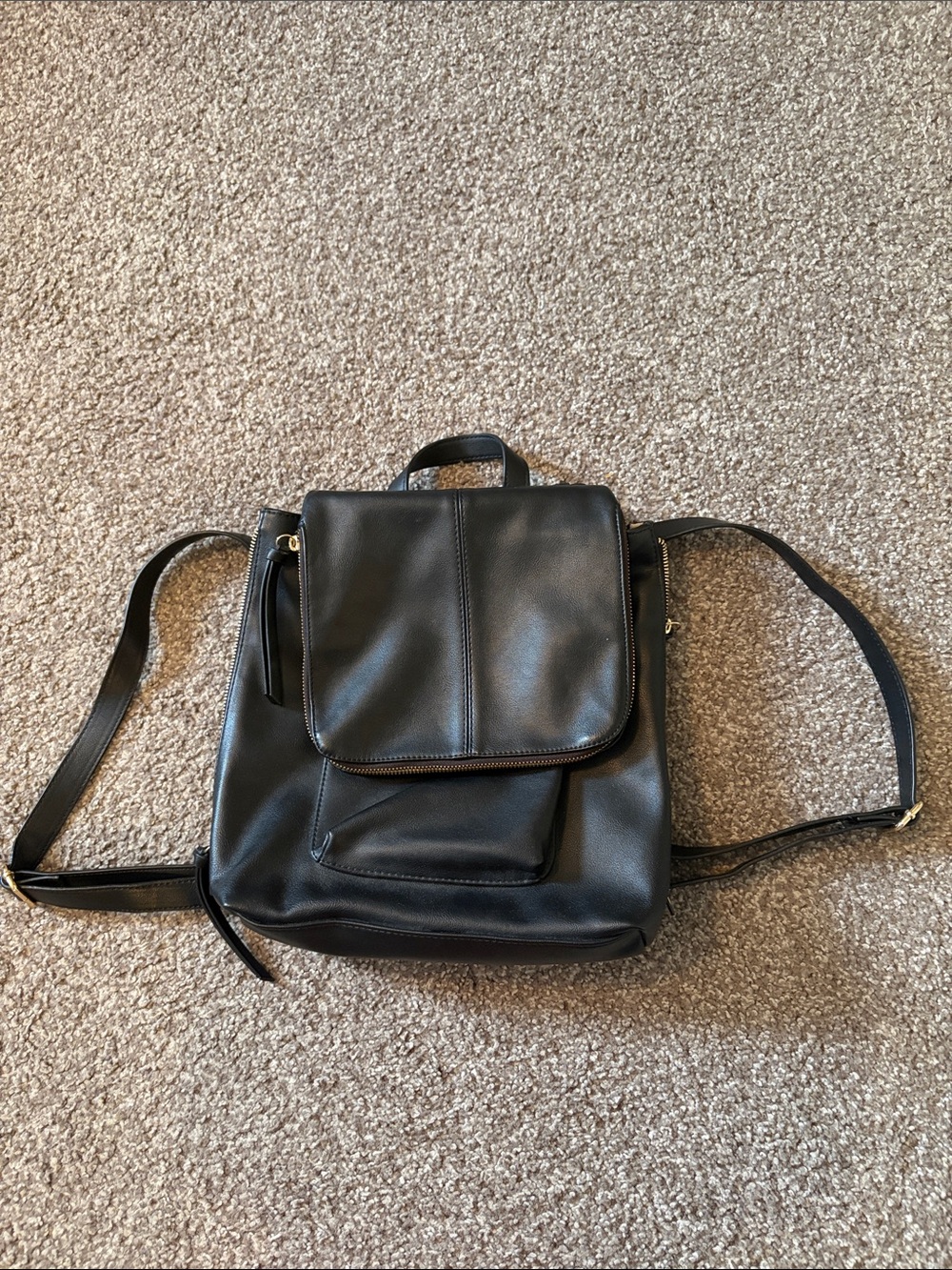 INC Black Faux Leather Backpack Purse